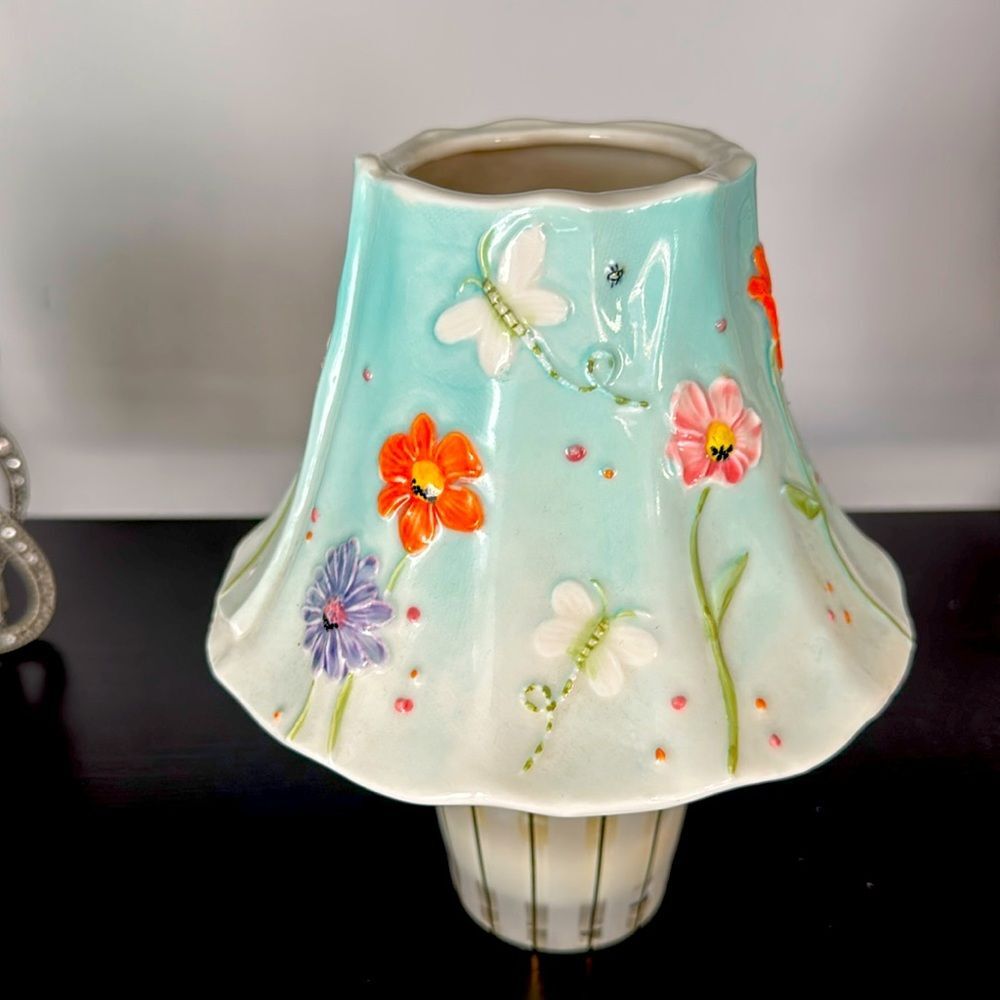 Yankee Candle Topper Porcelain Flower Blue Green Orange Purple Pink White7inx5in